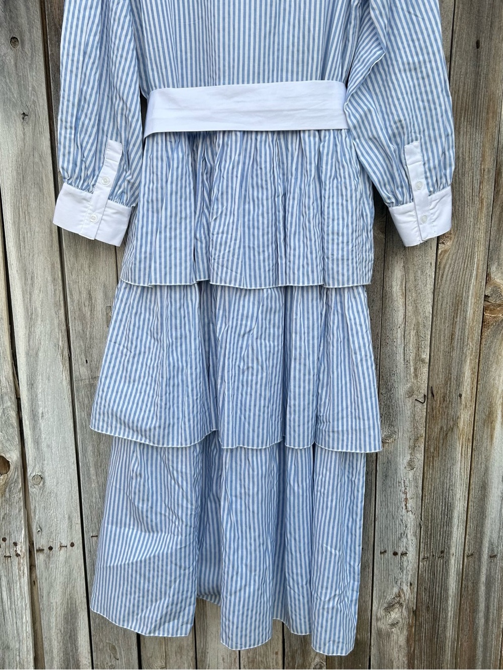 Marielle Almelo Brittany Blue Stripes Dress Egyptian Cotton Blue White OS - Picture 11 of 16